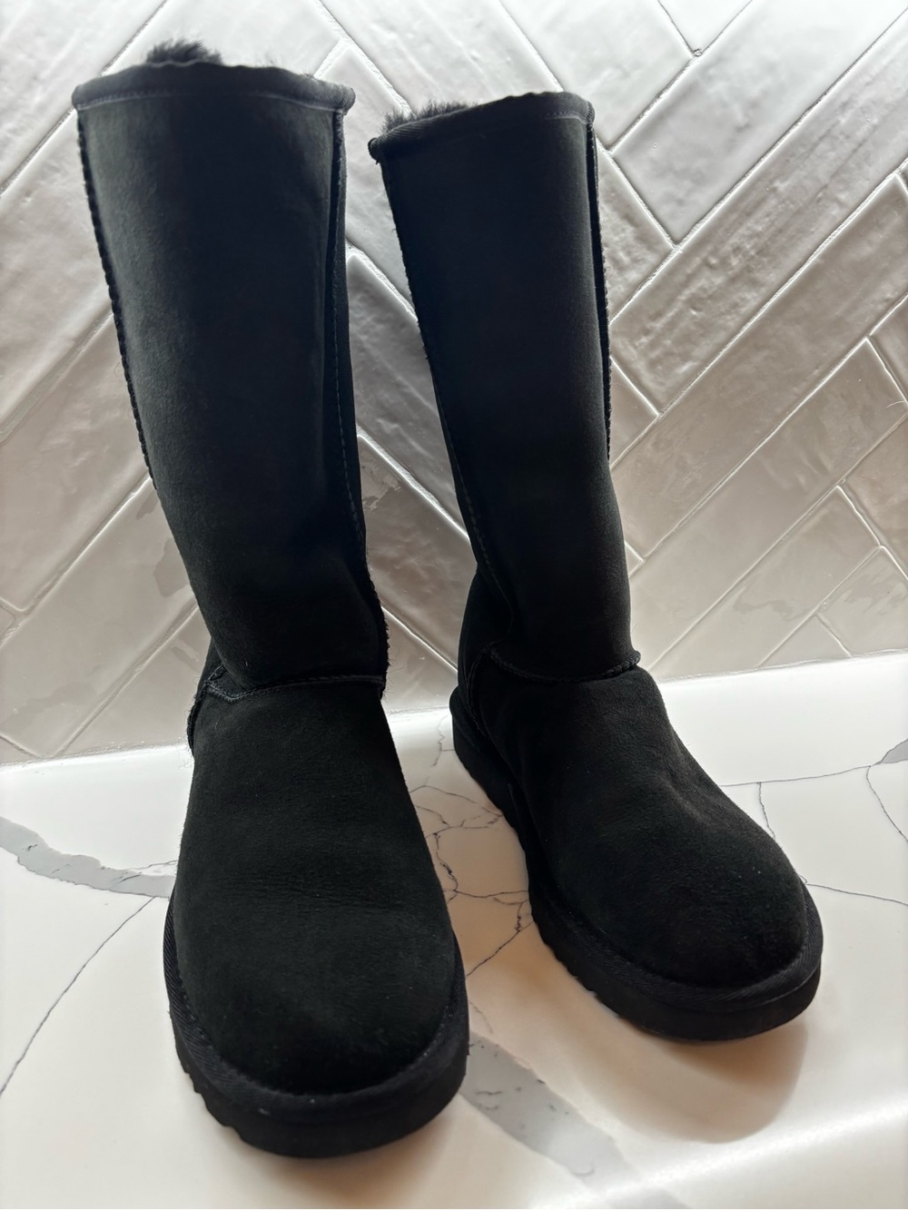 UGG Black Tall Shearling-Lined Winter Boots